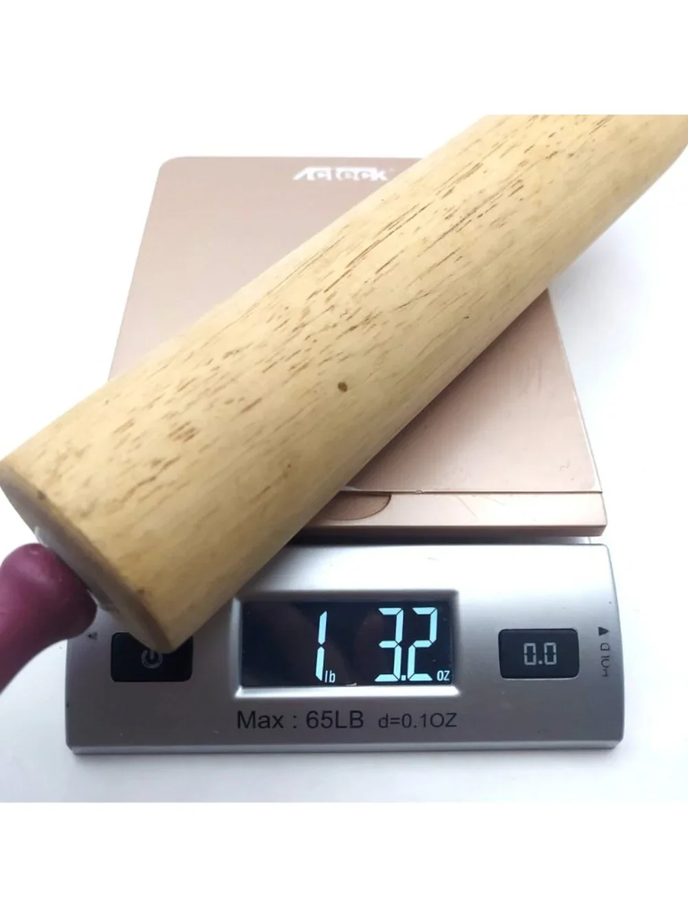 Wooden Rolling Pin Red Handles Wood 18